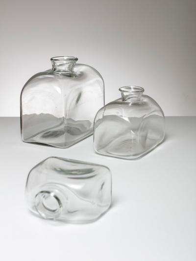  Barbini Set of Three Murano Glass Vases Attributed to Barbini