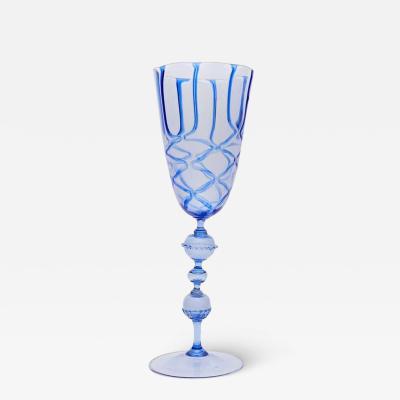  Barovier Seguso Ferro Large Chalice by Artistica Barovier with Blue Decoration 1920s Italy