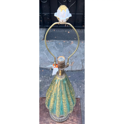  Barovier Toso 1950 s Barovier Toso Murano Blue Green Gold Italian Art Glass Table Lamp