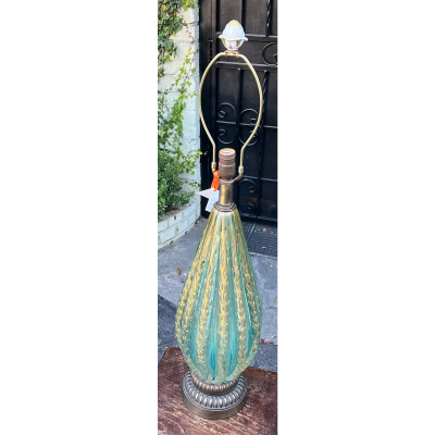  Barovier Toso 1950 s Barovier Toso Murano Blue Green Gold Italian Art Glass Table Lamp