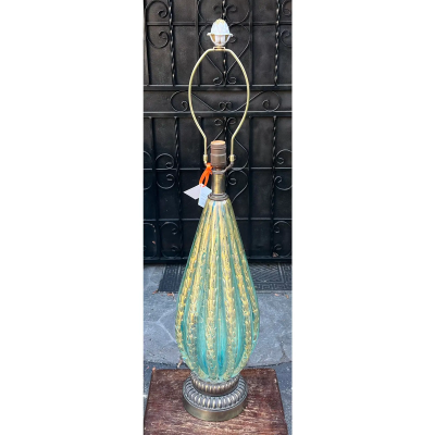 Barovier Toso 1950 s Barovier Toso Murano Blue Green Gold Italian Art Glass Table Lamp
