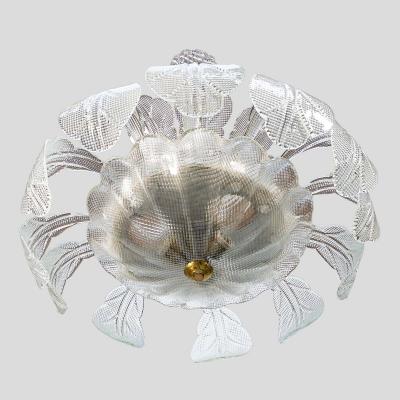 Barovier Toso 1950s Italian ceiling light clear blown patterned glass by Barovier e Toso