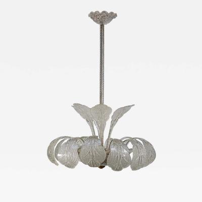  Barovier Toso 1950s Italian ceiling light clear blown patterned glass by Barovier e Toso