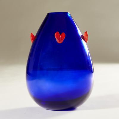  Barovier Toso 1960s Barovier e Toso Egyptian blue vase with red hearts