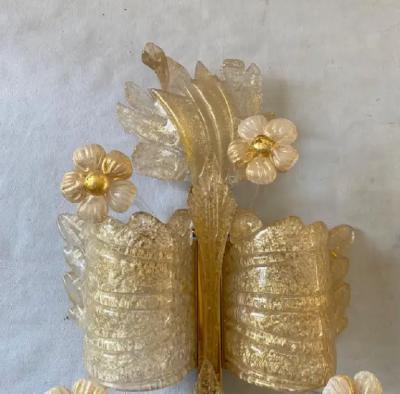  Barovier Toso 1970 80 Pair of Murano Glass Or Crystal Sconces Barovier Toso Butterfly Shape