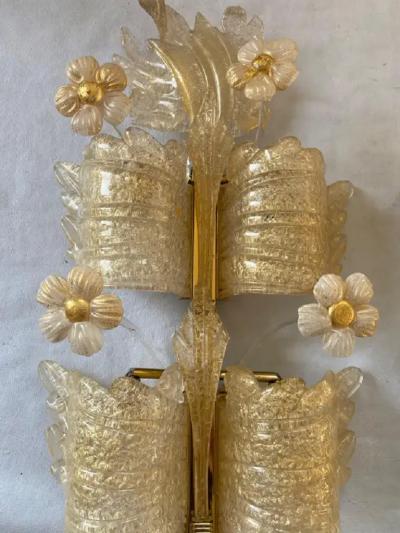  Barovier Toso 1970 80 Pair of Murano Glass Or Crystal Sconces Barovier Toso Butterfly Shape