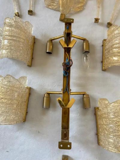  Barovier Toso 1970 80 Pair of Murano Glass Or Crystal Sconces Barovier Toso Butterfly Shape