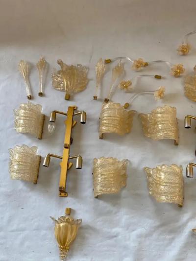  Barovier Toso 1970 80 Pair of Murano Glass Or Crystal Sconces Barovier Toso Butterfly Shape