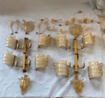  Barovier Toso 1970 80 Pair of Murano Glass Or Crystal Sconces Barovier Toso Butterfly Shape