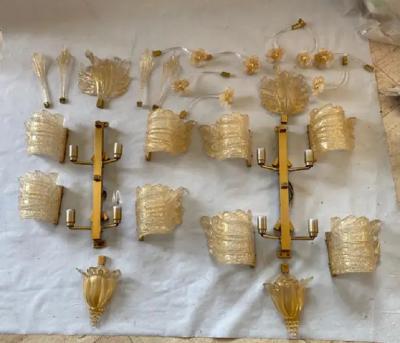  Barovier Toso 1970 80 Pair of Murano Glass Or Crystal Sconces Barovier Toso Butterfly Shape