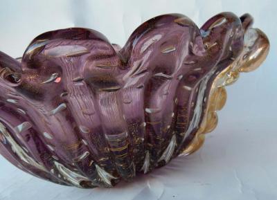  Barovier Toso 1970 Cup Murano Crystal Purple and Gold Signed Toso