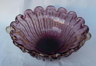  Barovier Toso 1970 Cup Murano Crystal Purple and Gold Signed Toso