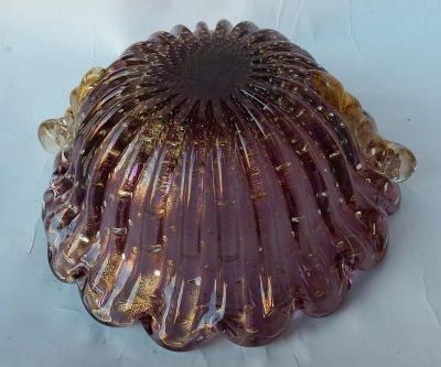  Barovier Toso 1970 Cup Murano Crystal Purple and Gold Signed Toso