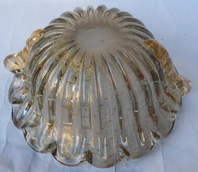  Barovier Toso 1970 Cup Murano Crystal Purple and Gold Signed Toso