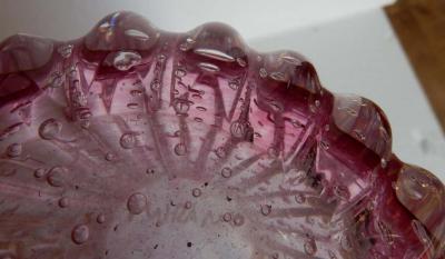  Barovier Toso 1970 Pair of Vases Or Similar Murano Crystal Pink and Gold Signed Toso