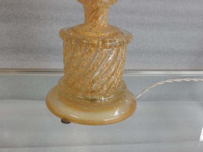  Barovier Toso 1970s Pair or Similar of Barovier y Toso Lamps with Gold Paillons Murano Crystal