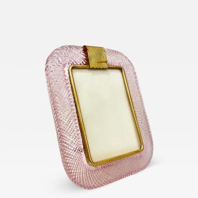  Barovier Toso 2000 Barovier Toso Italian Pink Crystal Twisted Murano Glass Brass Picture Frame