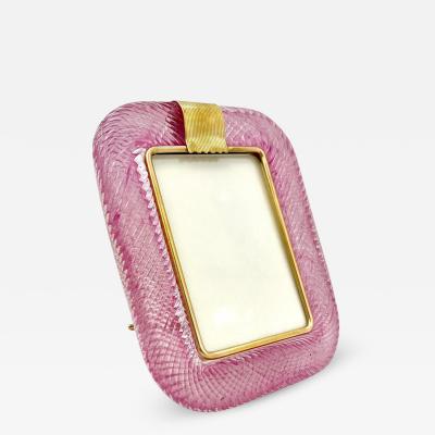  Barovier Toso 2000 Barovier Toso Italian Pink Crystal Twisted Murano Glass Brass Picture Frame