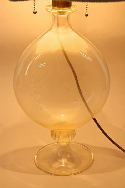  Barovier Toso 20th Century Barovier Tosso Murano Glass Table Lamp 24K Gold Flakes IT 1960