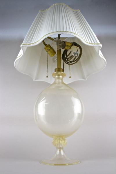  Barovier Toso 20th Century Barovier Tosso Murano Glass Table Lamp 24K Gold Flakes IT 1960