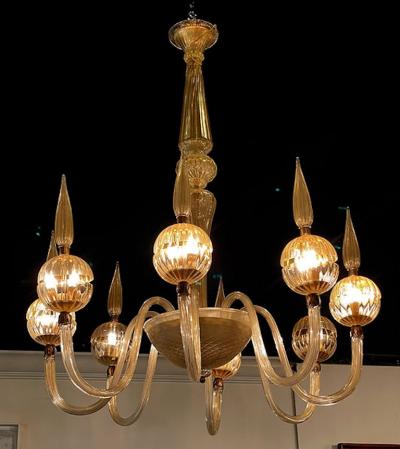  Barovier Toso A Fine Italian Modern Hand Blown Glass 8 Arm Chandelier Barovier Toso