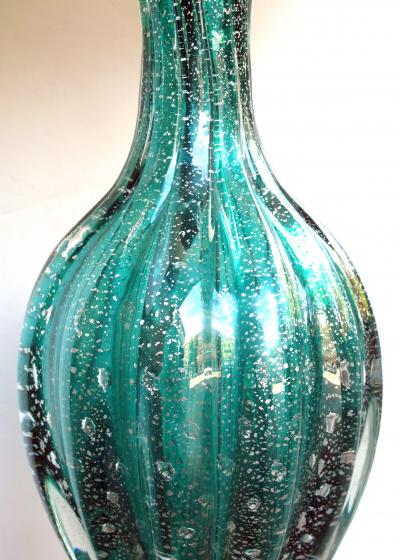  Barovier Toso A Murano Mid Century Teal Art Glass Silver Aventurine Lamp Barovier Toso