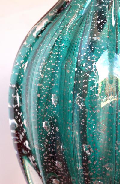 Barovier Toso A Murano Mid Century Teal Art Glass Silver Aventurine Lamp Barovier Toso