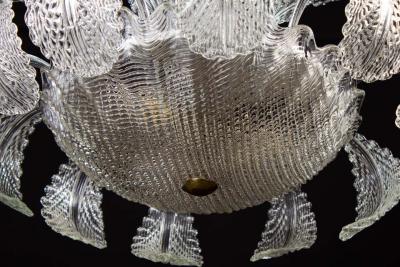 Barovier Toso Art Deco Ninfea Murano Glass Chandelier by Barovier Italy 1940