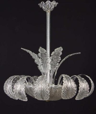Barovier Toso Art Deco Ninfea Murano Glass Chandelier by Barovier Italy 1940