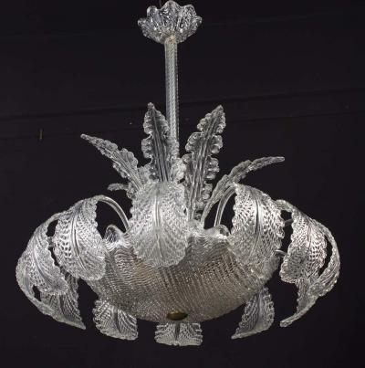 Barovier Toso Art Deco Ninfea Murano Glass Chandelier by Barovier Italy 1940