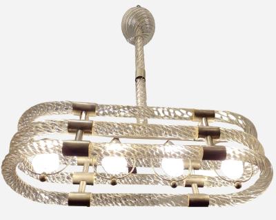 Barovier Toso Art Deco twisted glass chandelier Barovier Toso Murano Italy circa 1940