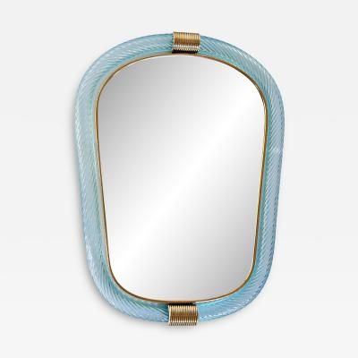  Barovier Toso Azzure Murano Glass Wall Mirror With Torciglione Torchon in Barovier Style