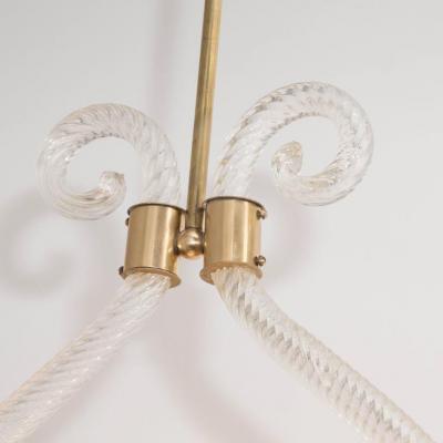 Barovier Toso Barovier Toso Bullicante Murano Glass and Brass Pendant Chandelier