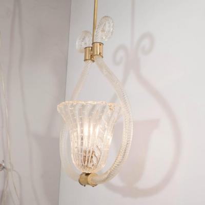Barovier Toso Barovier Toso Bullicante Murano Glass and Brass Pendant Chandelier