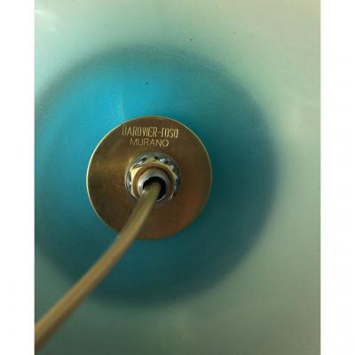  Barovier Toso Barovier Toso Contemporary Italian Modern Pair of Aqua Blue Murano Glass Lamps