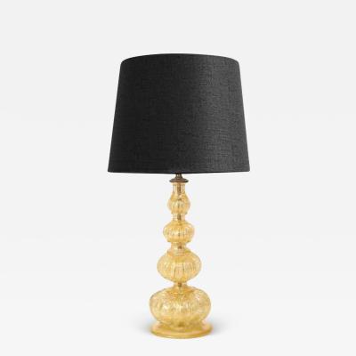  Barovier Toso Barovier Toso Hand Blown Murano Glass Table Lamps with Avventurina 1950s