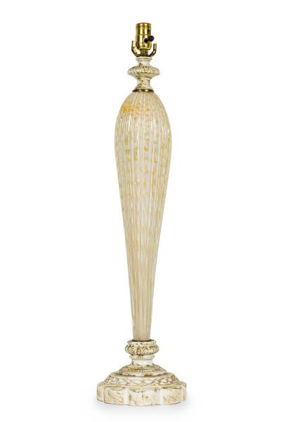  Barovier Toso Barovier Toso Italian Mid Century Bubbled White Glass Table Lamp