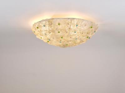  Barovier Toso Barovier Toso Large Millefiori Murano Glass Flower Flush Mount Italy 1960s