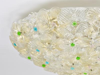  Barovier Toso Barovier Toso Large Millefiori Murano Glass Flower Flush Mount Italy 1960s