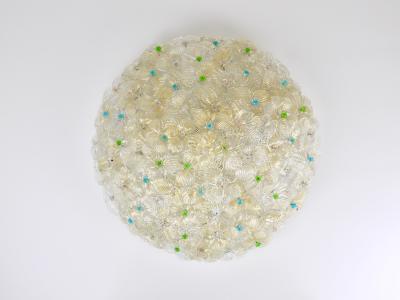  Barovier Toso Barovier Toso Large Millefiori Murano Glass Flower Flush Mount Italy 1960s