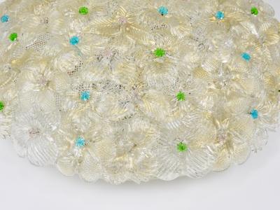  Barovier Toso Barovier Toso Large Millefiori Murano Glass Flower Flush Mount Italy 1960s