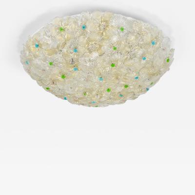  Barovier Toso Barovier Toso Large Millefiori Murano Glass Flower Flush Mount Italy 1960s