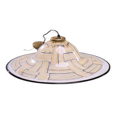 Barovier Toso Barovier Toso Mid Century Large Tessere Ambra Suspension Murano Pendant Lamp