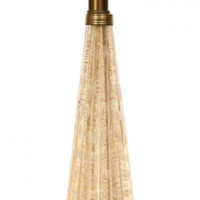  Barovier Toso Barovier Toso Murano Bullicante Glass Table Lamp with Avventurina 1950s