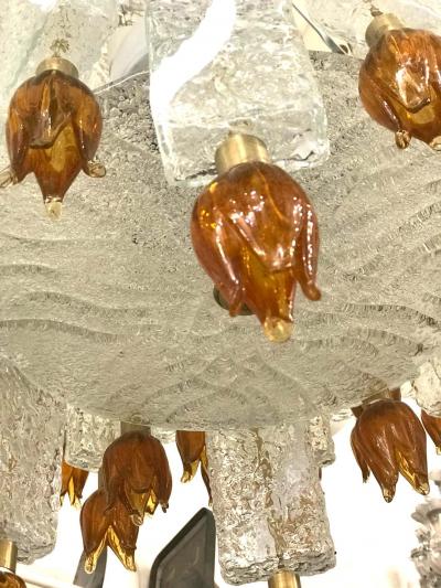 Barovier Toso Barovier Toso Murano Glass Blocks with Gold Rosettes Chandelier 1940