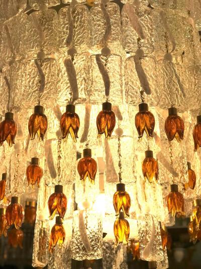 Barovier Toso Barovier Toso Murano Glass Blocks with Gold Rosettes Chandelier 1940