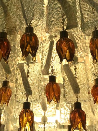 Barovier Toso Barovier Toso Murano Glass Blocks with Gold Rosettes Chandelier 1940