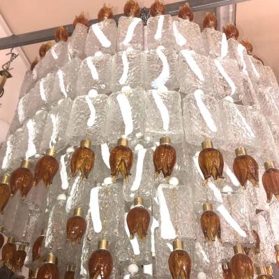 Barovier Toso Barovier Toso Murano Glass Blocks with Gold Rosettes Chandelier 1940