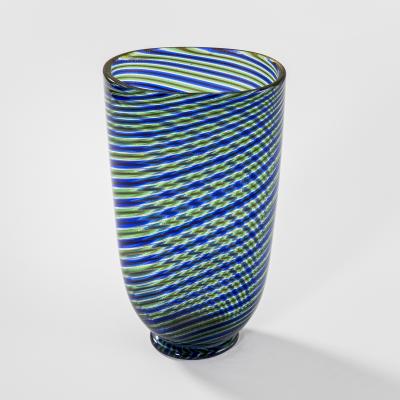  Barovier Toso Barovier Toso Murano Glass Vase in Colored Stripes 60s