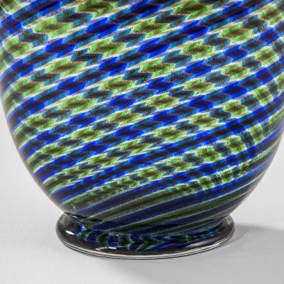  Barovier Toso Barovier Toso Murano Glass Vase in Colored Stripes 60s